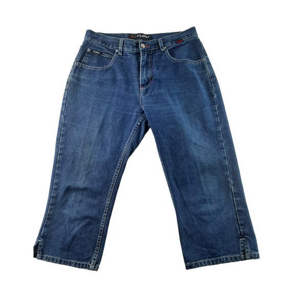 Vintage Fubu The Collection Women's Dark Wash Cropped Capri Denim Jeans 11/12 - Picture 1 of 8